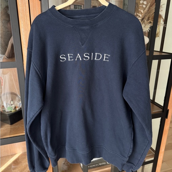 The Seaside Style Tops - Seaside 30A embroidered crewneck pullover navy sweatshirt long sleeve unisex